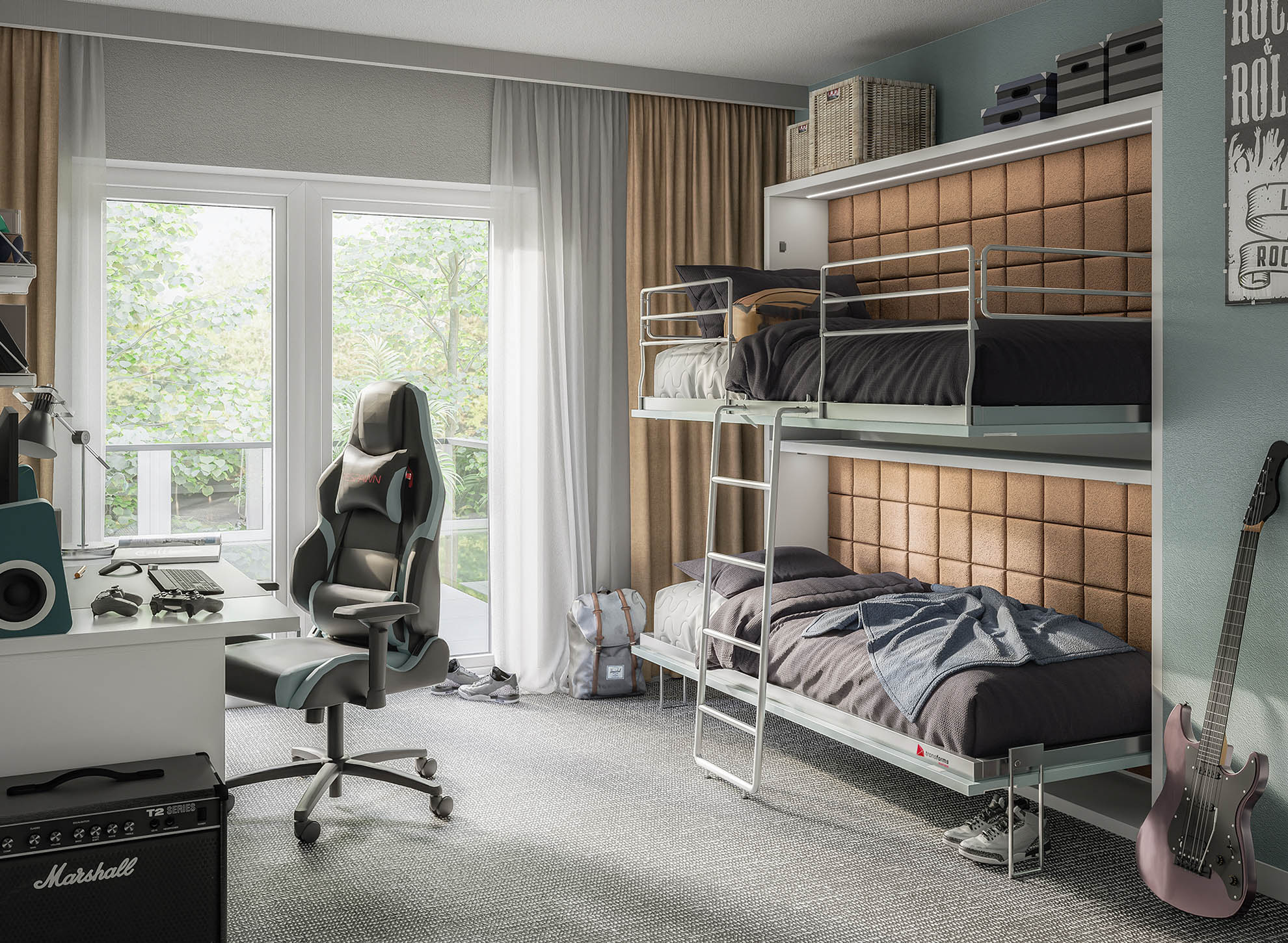Vikbar våningssäng Twin horisontell - Bild 2